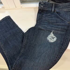 Hudson Jeans Straight Leg Dark Blue Distressed Jeans